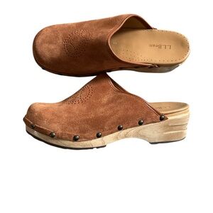 L.L. Bean Tan Suede Slip-On Clogs